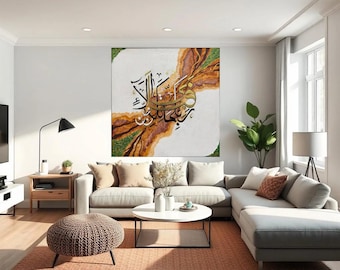 Islamic Wall Art Oil Painting| Islamic Calligraphy Original Artwork Large Canvas Art Islamic for Home Decor,Living Room,Drawing room