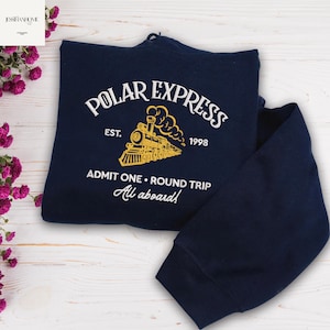 Besticktes Polar Express Weihnachten Sweatshirt, Weihnachten Besticktes Sweatshirt, Vintage Weihnachten Rundhalsausschnitt, Geschenk für Weihnachten für Sie