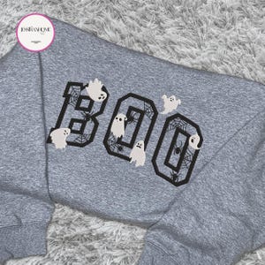 Embroidered Boo Halloween Sweatshirt, Spooky Season Shirt, Halloween Embroidery, Halloween Gifts, Embroidered Ghost