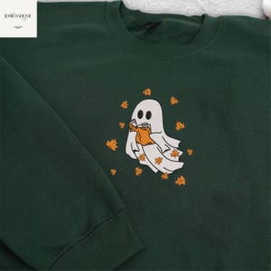 Embroidered Ghost Book Sweatshirt, Ghost Reading Books Sweatshirt, Fall Crewneck, Book Lover Sweatshirt, Cute Halloween, Fall Halloween Gift