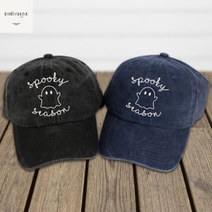 Embroidered Spooky Season Halloween Hat, Ghost Pumpkin Cap, Spooky Season Fun Halloween Gift for Her, Halloween Gift