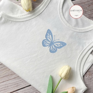 Butterfly 90s Vintage Style Embroidered Tank Top, Summer Trend Tank Top, Y2k Shirt, Beach Shirt, Summer Tee Cropped Tank, Gift For Her