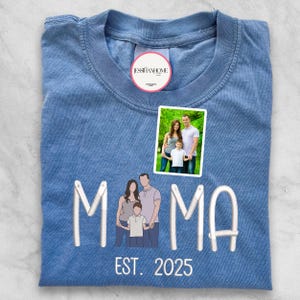 Custom Mom Dad Photo Embroidery Sweatshirt, Custom Varsity Embroidered T-shirt, Gift For Mom, Mother&#39;s Day Gift, Christmas Gift