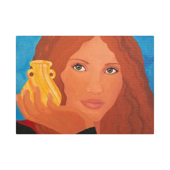 Mary Magdalene Painting, Magdalene with an Alabaster Jar, Satin Strethed Canvas