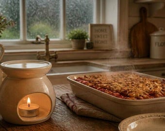 Cialda di cera profumata "Grandma's Rhubarb Crumble", dolce aroma di dolci, realizzata a mano in Scozia (55 g)
