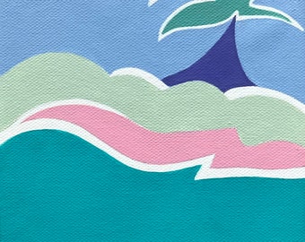 NEU!!!! Original signiertes modernes abstraktes quadratisches Gemälde mit Seelandschaft