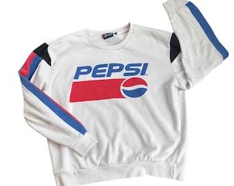 Felpa Pepsi Retro Logo, bianca, girocollo, stile anni '90 Y2K