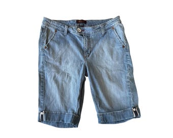 Y2K Lee Denim Jorts Shorts Womens 14M One True Fit Light Wash Cuffed Bermuda