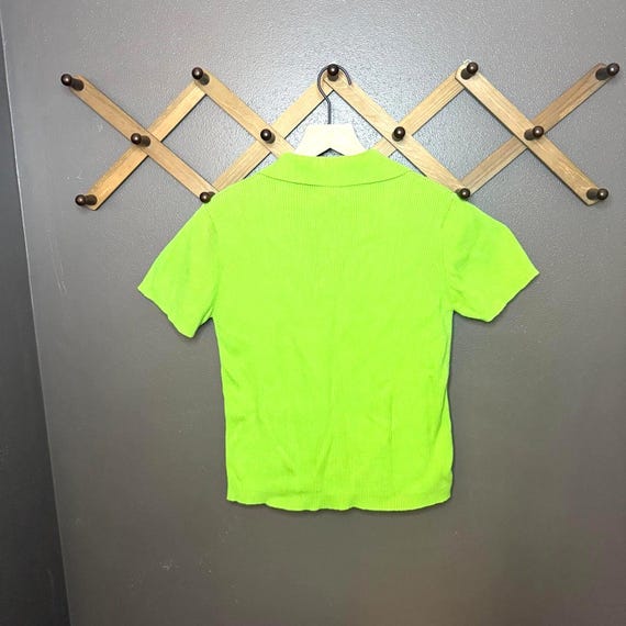 Avan Basic Green Ribbed Knit Polo Minimalist Stat… - image 4