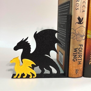 Fourth Wing Dragon Bookend - Tairn & Andarna | Fantasy Shelf Decor, Bookish Decor, Dragon Lover Gift, Book Nook Accessory for Readers