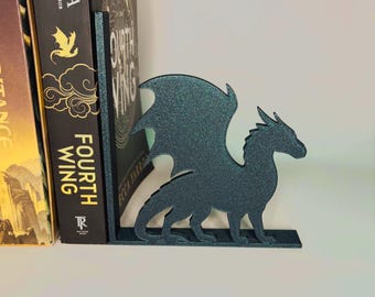 3D Printed Dragon Bookend – Fantasy Shelf Decor, Gift for Readers