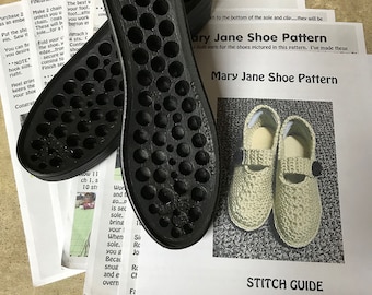 Shoe Soles with Mary Jane Shoe Crochet Pattern Shoe Pattern Indoor Outdoor Shoe Sole Included