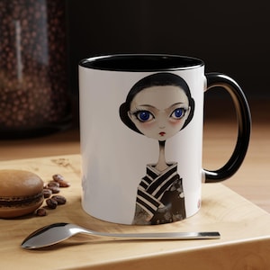 Big-Eyed Geisha Art Mug | Japanese-Inspired Coffee Cup | Quirky Gift for Art Lovers