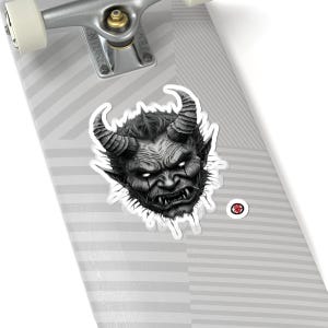 Dark Oni Demon Sticker Black and White Kiss-Cut Vinyl Decal for Laptops, Skateboards & Gothic Art Lovers