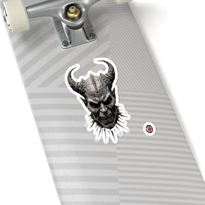 Horned Demon Skull Sticker Gothic Kiss-Cut Vinyl Decal for Laptops, Halloween Decor & Dark Fantasy Fans
