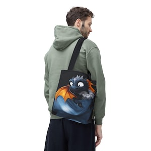 Cute Baby Dragon Tote Bag Whimsical Fantasy Creature Bag for Everyday Use | Synthron Dreams Accessory for Dragon Lovers & Cosplay Fans