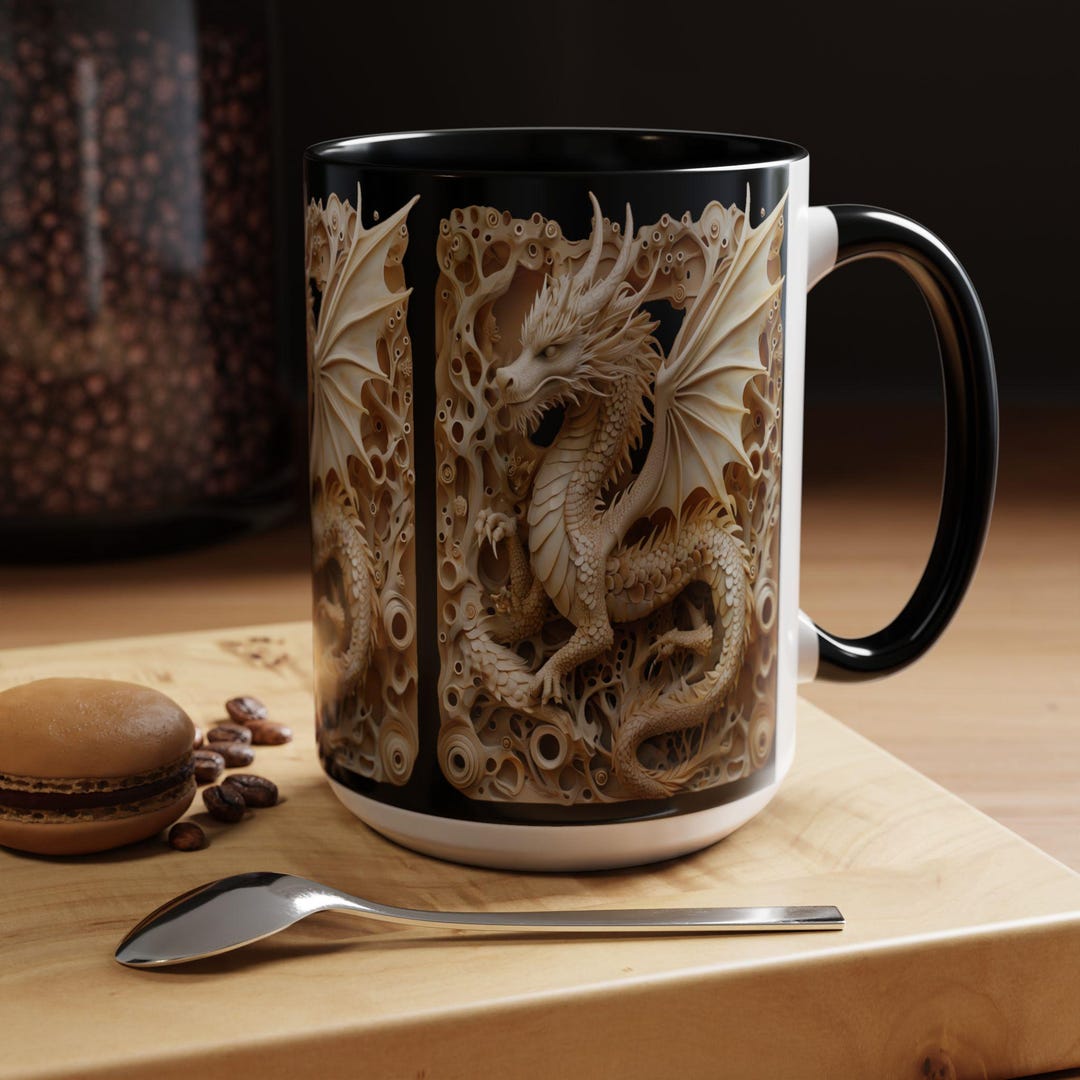 Ivory Dragon Coffee Mug, Fantasy Creature Ceramic Cup - Etsy