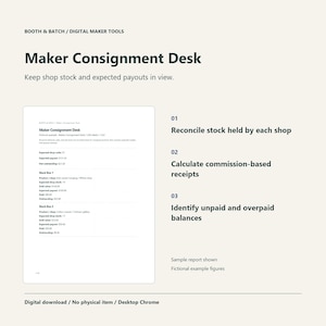 Consignment Inventory and Payout Tracker for Makers | Digital Browser Tool