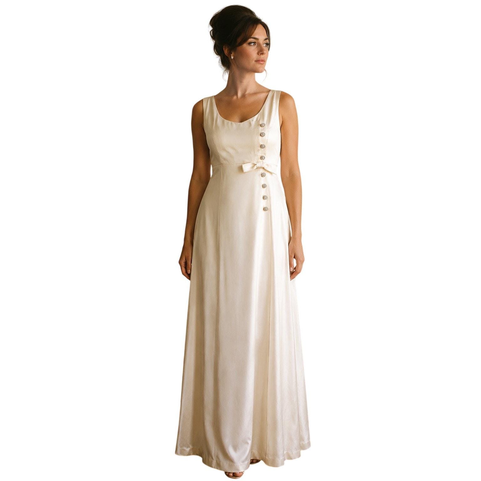 empire waist dresses for petite women Glittery Empire Waist Short Sleeves Formal Evening Dress with V-Neck main image 0