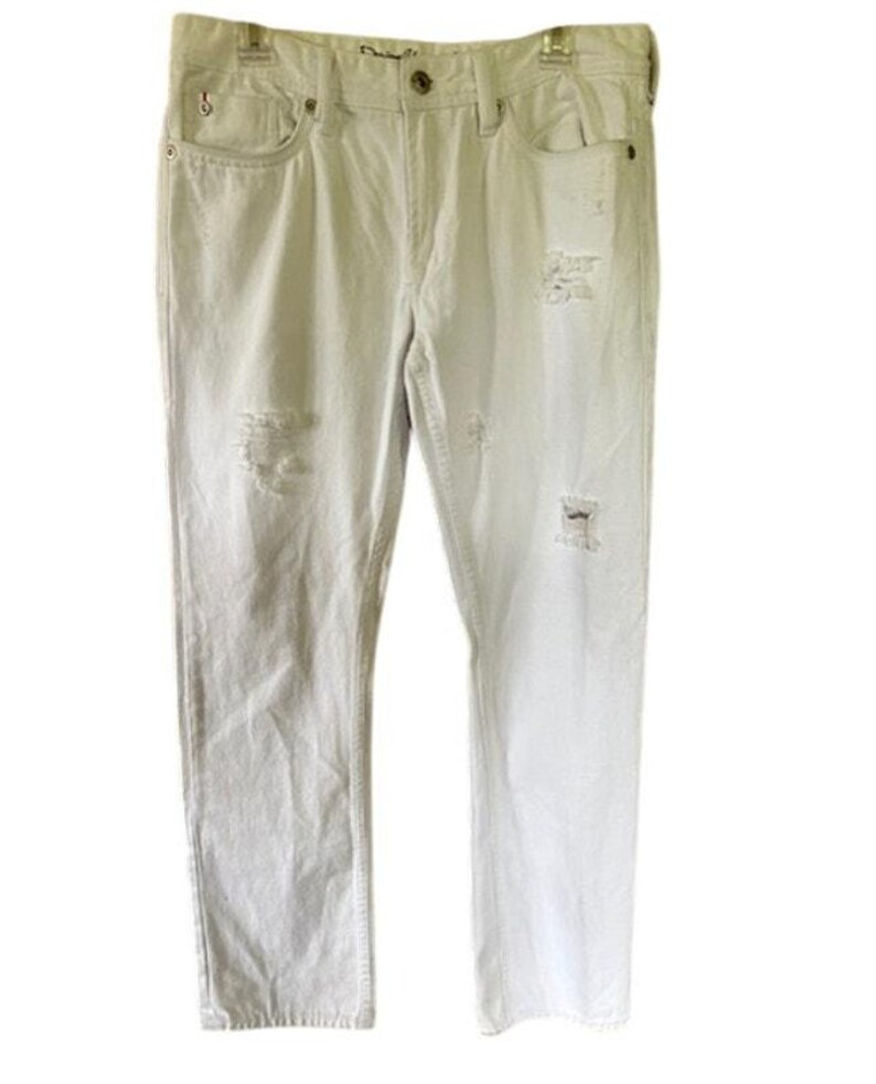 Vaqueros desgastados blancos ajustados Buffalo David Bitton Spencer 31x32 imagen 2