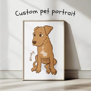 Custom Pet Portrait Digital Download | Hand Drawn Cartoon Doodle | Dog Cat Animal Portrait | Funny Pet Drawing | Custom Bad Pet Portrait