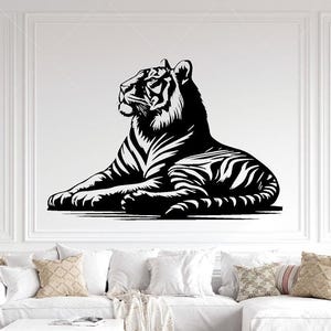 Tiger SVG DXF | Wild Animal Wall Art Cut File | Cricut Silhouette CNC Glowforge Laser Ready Jungle Big Cat Decor
