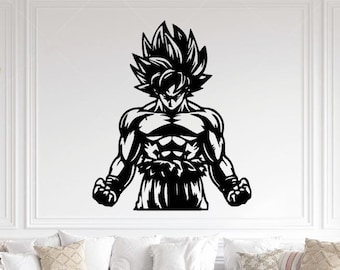 Bold Super Saiyan Goku Silhouette Wall Art – Dragon Ball Z SVG & DXF Cut Files for Laser and Silhouette Crafts