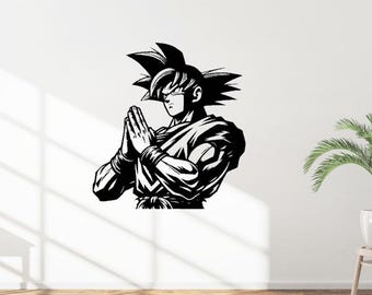 Super Saiyan Goku Silhouette Wall Art – Bold Dragon Ball Z SVG & DXF Files | Laser-Ready Cut Designs for Striking Décor