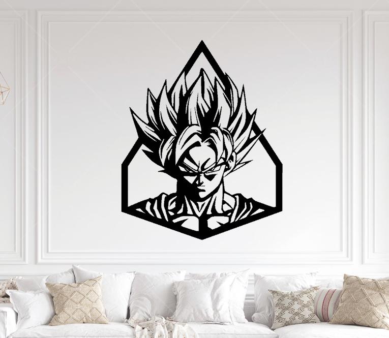 Super Saiyan Goku Silhouette Wall Art – Dynamic Dragon Ball Z SVG & DXF Cut Files | Laser-Ready Designs for Bold Décor