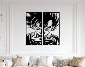 Super Saiyan Warrior Silhouette Goku Wall Art - Bold Dragon Ball Z SVG DXF Wall Art Cut Files | Silhouette & Laser Ready Designs