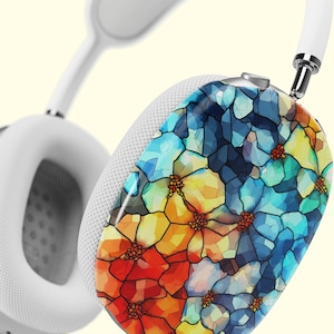 Stained Glass AirPod Max Case, Floral Design Unique Apple Headphone Cover, Colorful Airpod Max Accessory Gift for Music Lovers Art Inspired