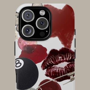 Coque iPhone élégante avec design rouge, coques iPhone, accessoire iPhone tendance, cadeau pour elle, coque iPhone esthétique