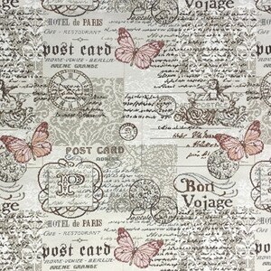 Vintage Postkarte Polster Gobelin Toile Stoff 1 Yard 78 "Breit Schweres Gewicht