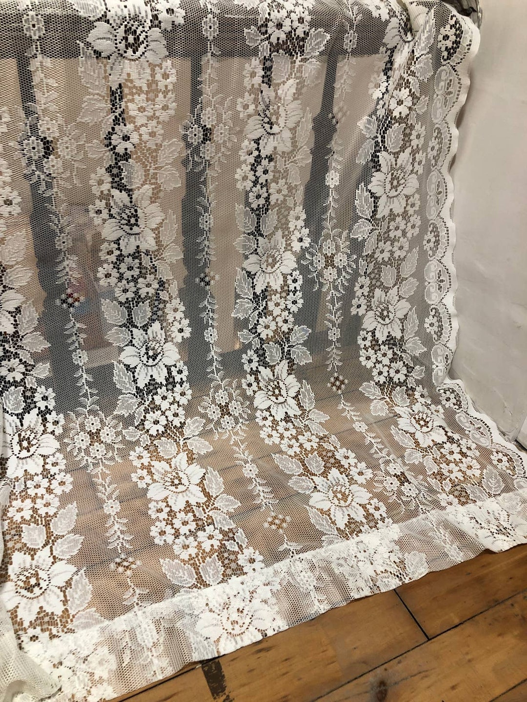 Vintage JC Penny Lace Window Curtain Panel 64 Wide X 88 Long Etsy