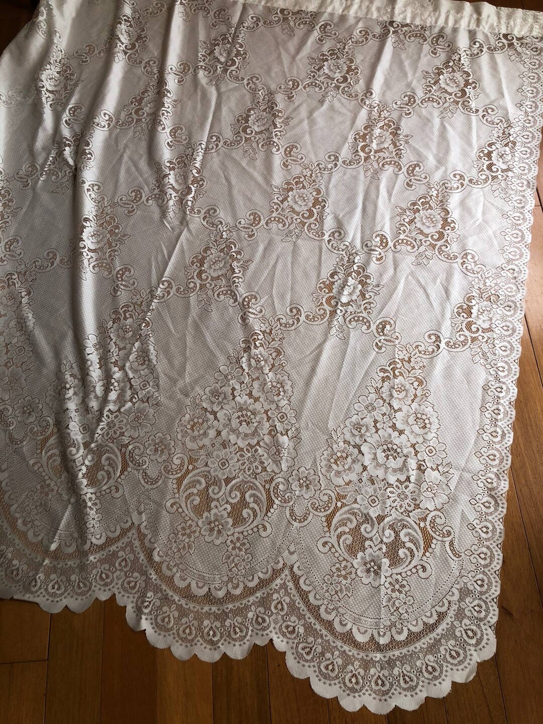 Vintage Lace Window Curtain Panel 56 Wide X 57 High Etsy