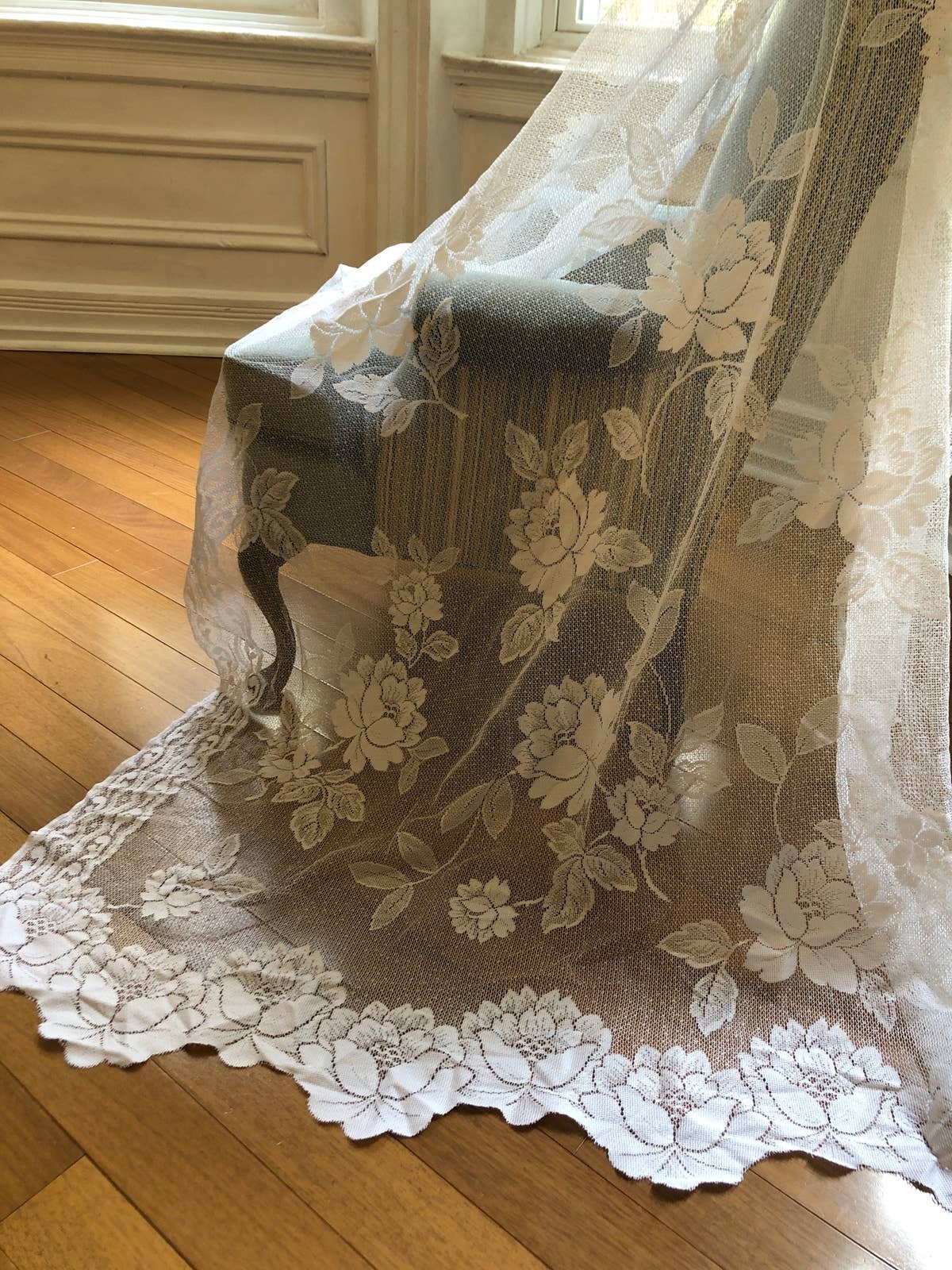 Vintage Lace Window Curtain Panel 60 Wide X 58 High Etsy