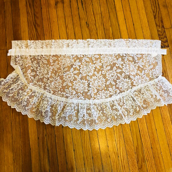 Vtg Lace Short Curtains Oval Valance 39 W Off White Etsy