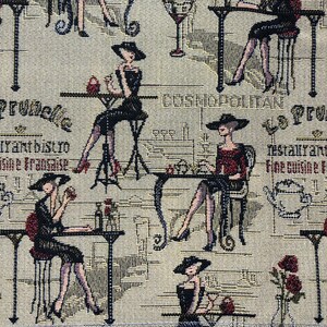 Bistro in Paris Upholstery Tapestry Toile Fabric 1 Yard 78&quot; Wide Heavy Weight