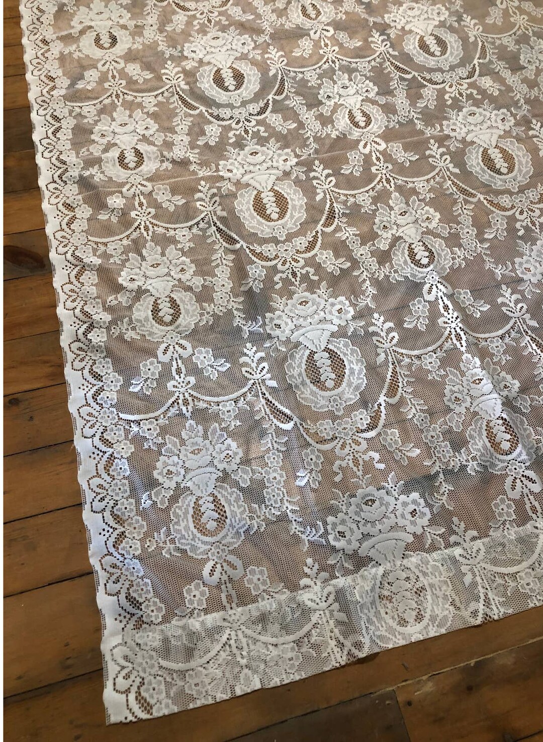 Vintage Lace Window Curtain Panel 60wide X 80 Long Victorian Style