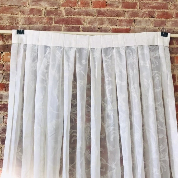 Set Of 2 Vintage Lace Curtains Chic Cottage White Sheer Window Etsy