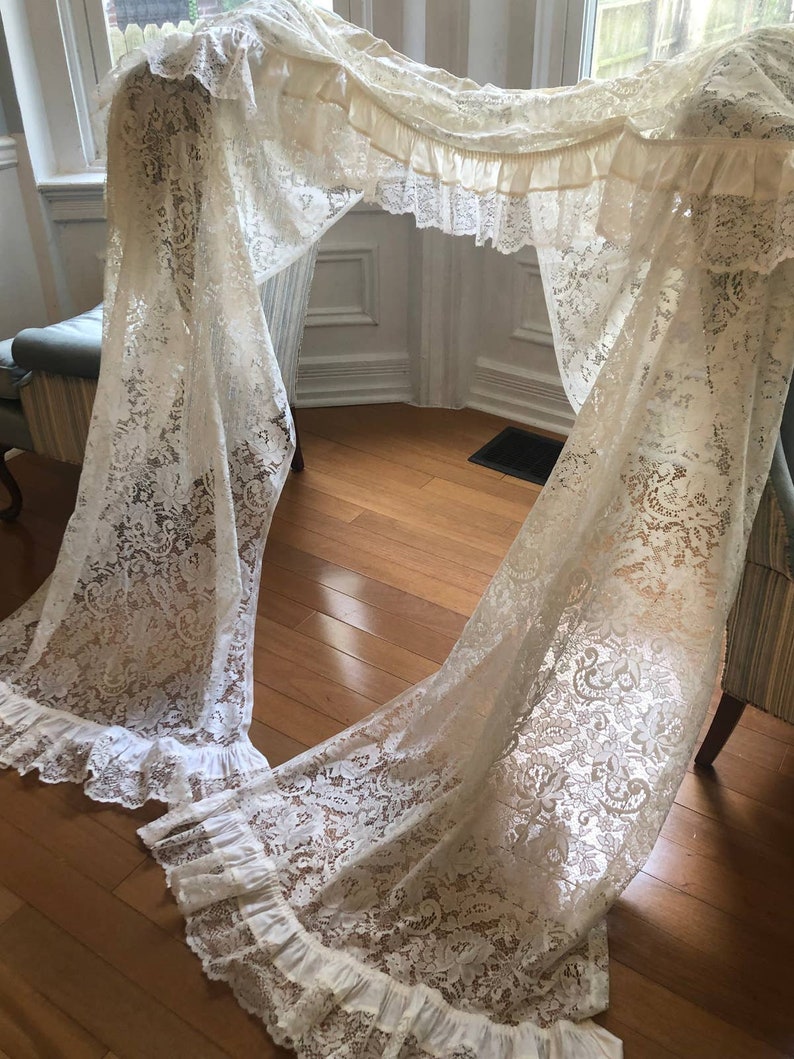 Vintage Lace Shower Curtain Cottage Victorian Style 74 X 74 Etsy