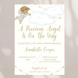 Heaven Sent Baby Shower Invitation Template: Angel Theme (Digital Invite)