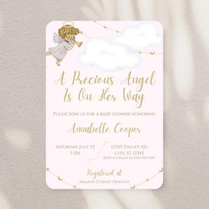 Heaven Sent Baby Shower Invitation: Angel Theme (Editable Template)
