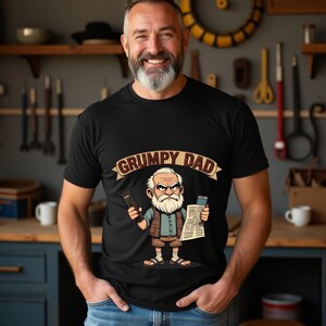 Camiseta de papá gruñón, regalo divertido para padres, camiseta de dibujos animados de papá enojado, diseño de teléfono con periódico remoto, regalo para papá o abuelo