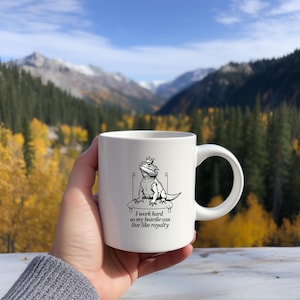 Minimalist Bearded Dragon Mug  I Work Hard So My Beardie Can Live Like Royalty  Reptile Lover Gift  Lizard Owner Funny Pet Mug
