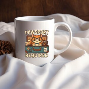 Pawsport vereiste kattenmok | Grappige reismok voor kattenliefhebbers | Schattige kat met kofferontwerp | Cadeau voor katten, moeders en vaders