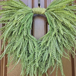 Faux Bead Grass Wreath: Handmade Grapevine Farmhouse Door Decor