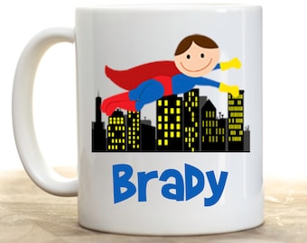 Taza de superhéroe, Taza personalizada de superhéroes, Taza de chocolate caliente, Regalo personalizado para niños, Regalo de cumpleaños, Regalo de Navidad, Regalo de navidad