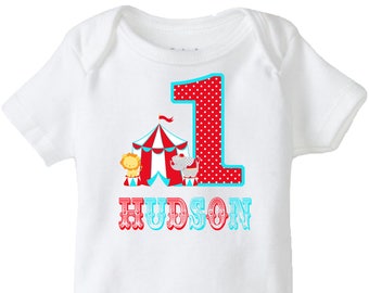 Circus Birthday Tshirt, 1st Birthday Circus Party , Girls or Boys 1st Birthday Circus personalized tshirt , Carnival Circus Birthday Party