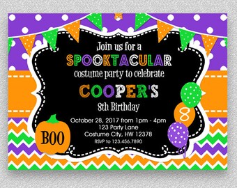 Halloween Birthday Invitation, Kids Halloween Party Invitation, Costume Party Invitation, Halloween Birthday Party Invitations, Invitations